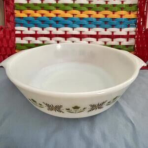 Vtg Anchor Hocking Fire King #438 Green Meadow 2 Quart‎  Serving Casserole Dish